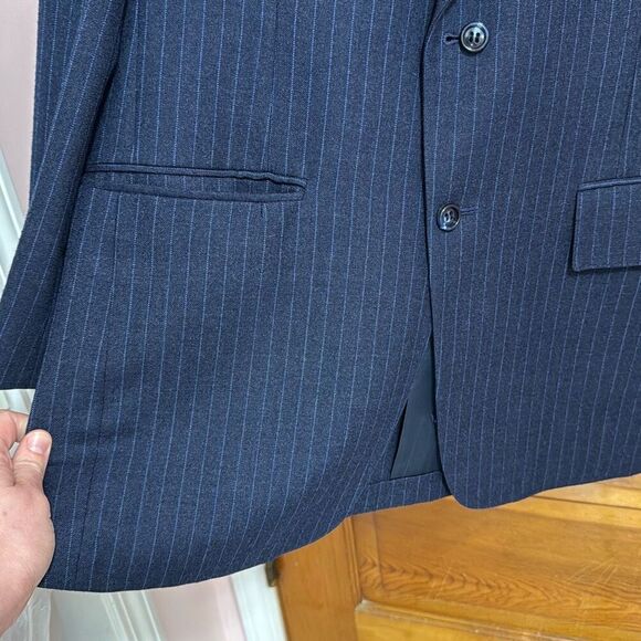 Sears Vintage Wool Navy Pinstriped Blazer Men’s 40L - Picture 2 of 7
